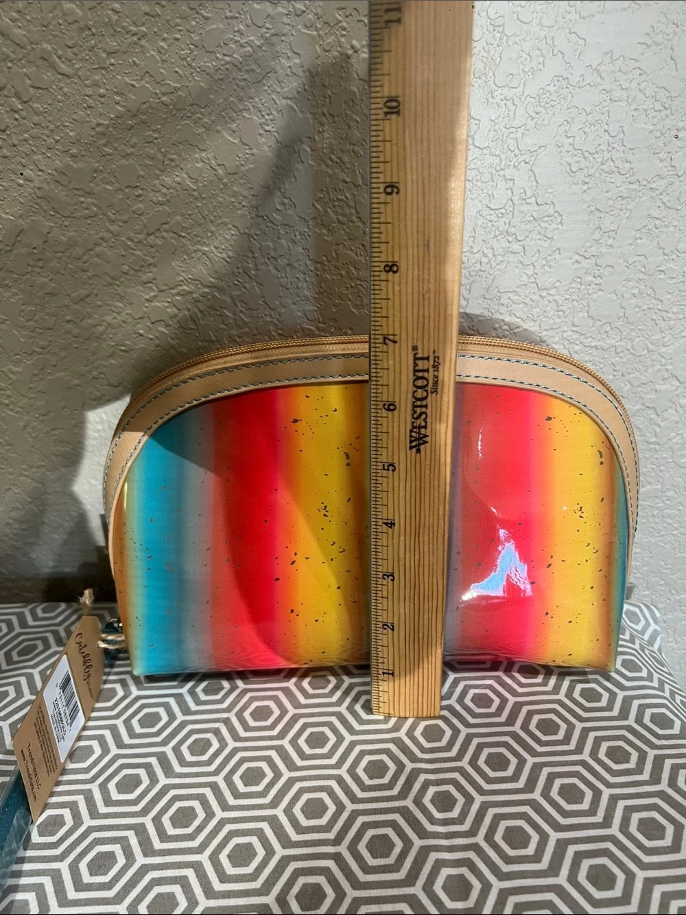 Catchfly studios Bright Multicolor Striped Vinyl Cosmetic Bag